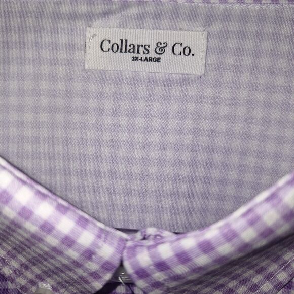 Collars & Co Mens Dress Collar Polo Sz 3XL Purple White Gingham Golf NWOT - Picture 4 of 9